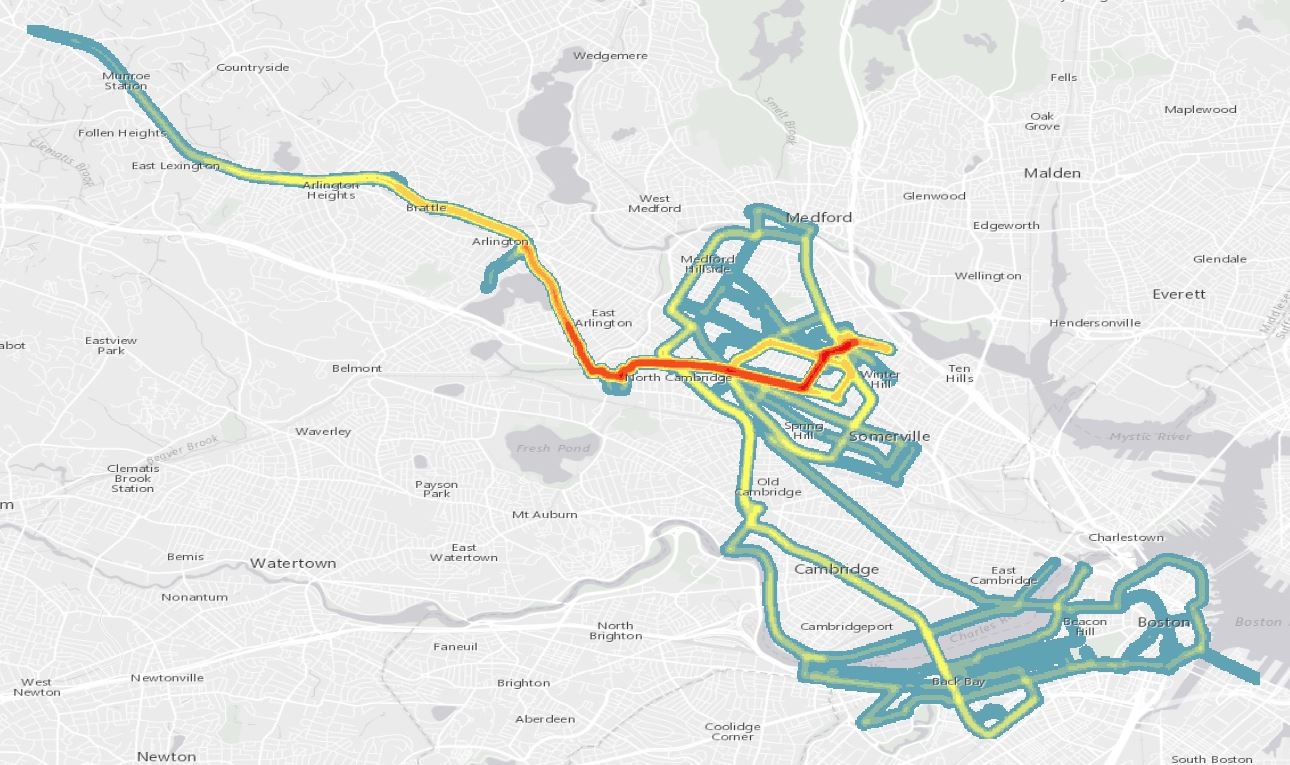 Kernel Density Analysis Performed in ArcGIS